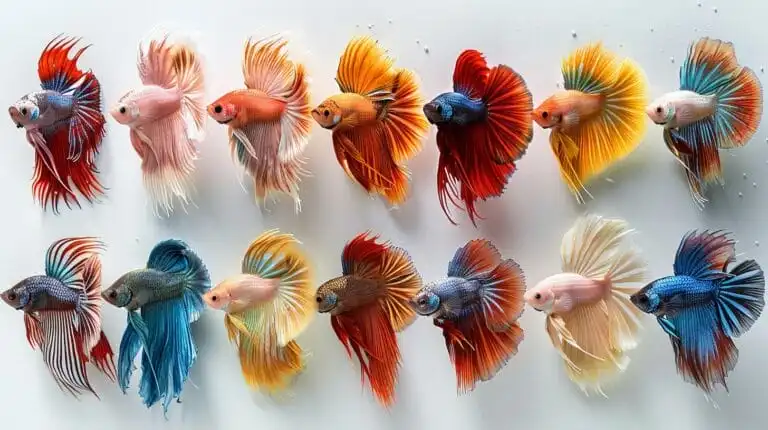 A vivid collection of Betta fish displaying the spectrum of breeds.
