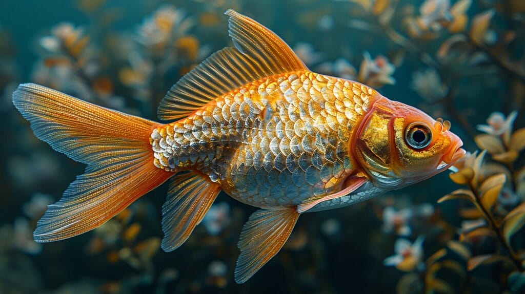 Close-up of male comet goldfish