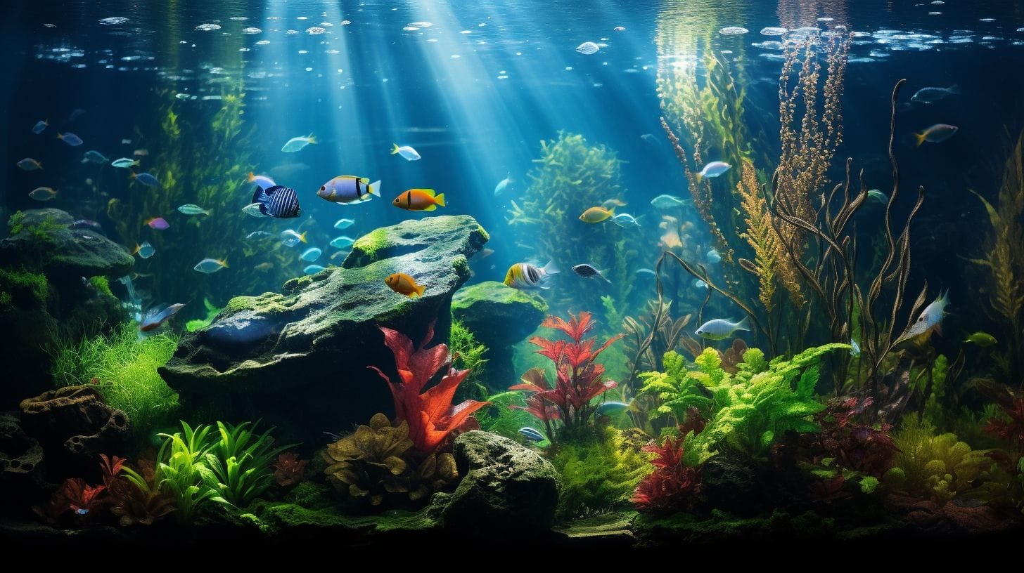 An underwater aquarium exhibit with fish and live plants Aquarium High Nitrite No Ammonia.