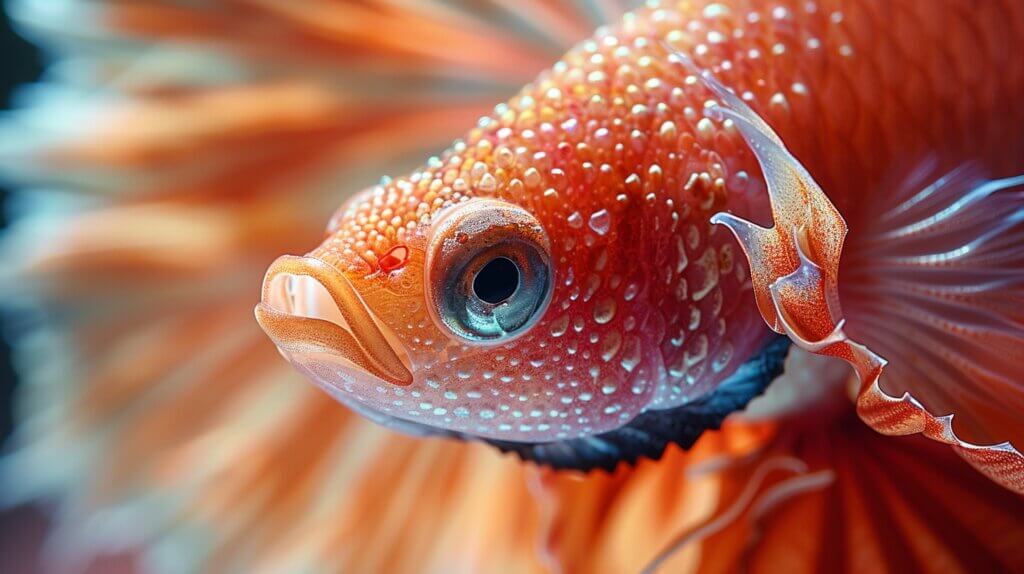 Betta fish teeth in action, focused on biting mechanism and sharpness.