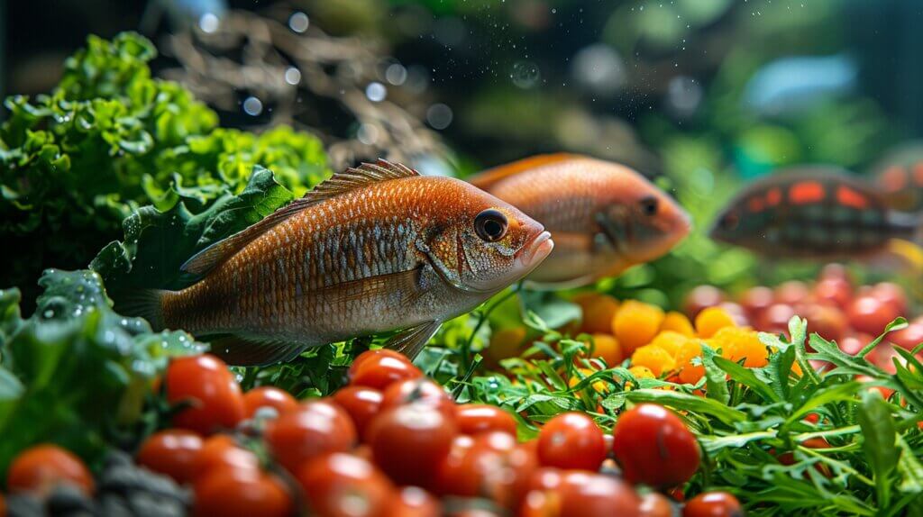 Siamese Algae Eater with diet of algae wafers, vegetables, and pellets.