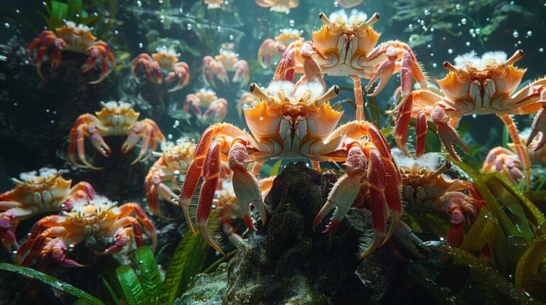 crowd of pom pom crabs