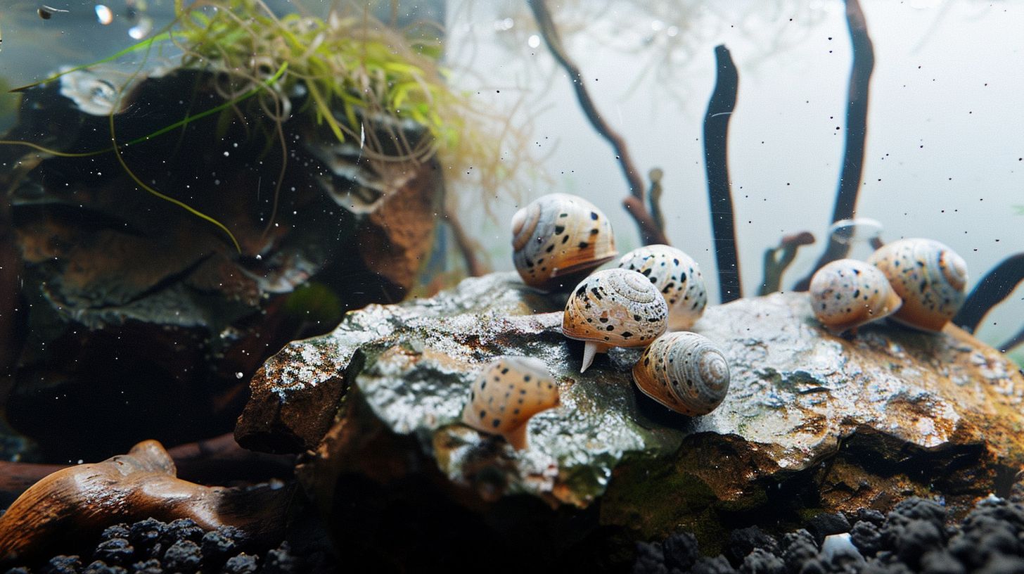 Moldy mystery snail egg clutch in a home aquarium.
