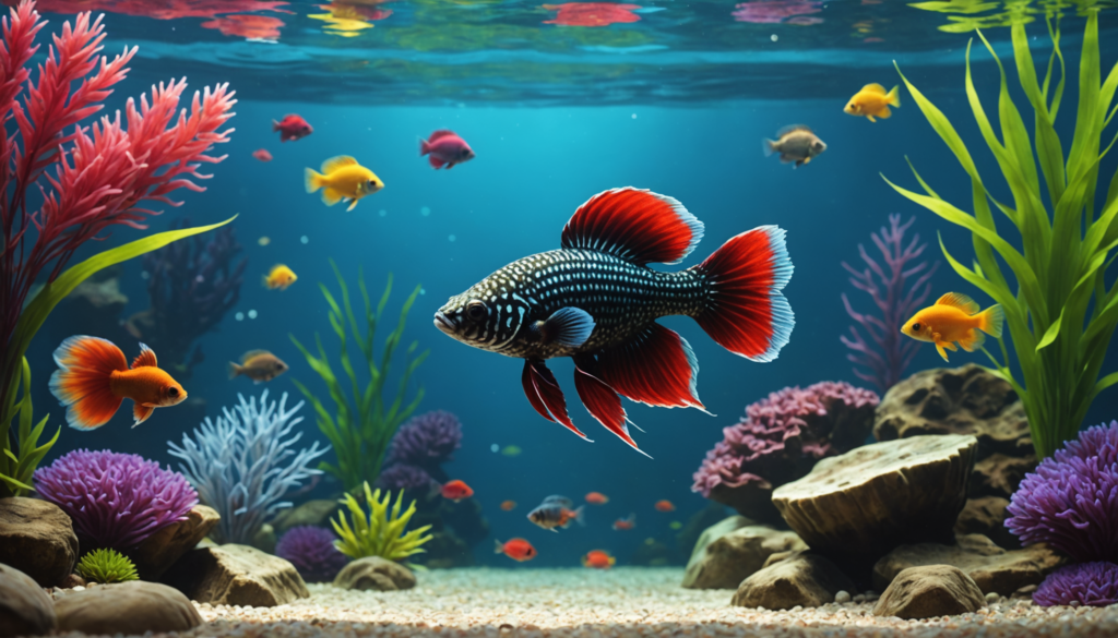 Vibrant aquarium life flourishes with colorful fish weaving among lush plants and rocks. Discover if a Pleco can live with a Betta in this harmonious underwater world.